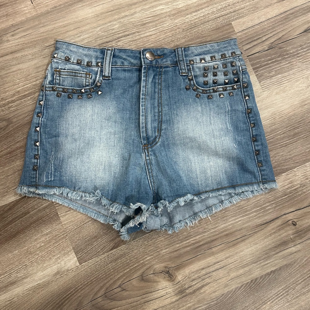 Mind Code Blue Jean Shorts Distressed Casual